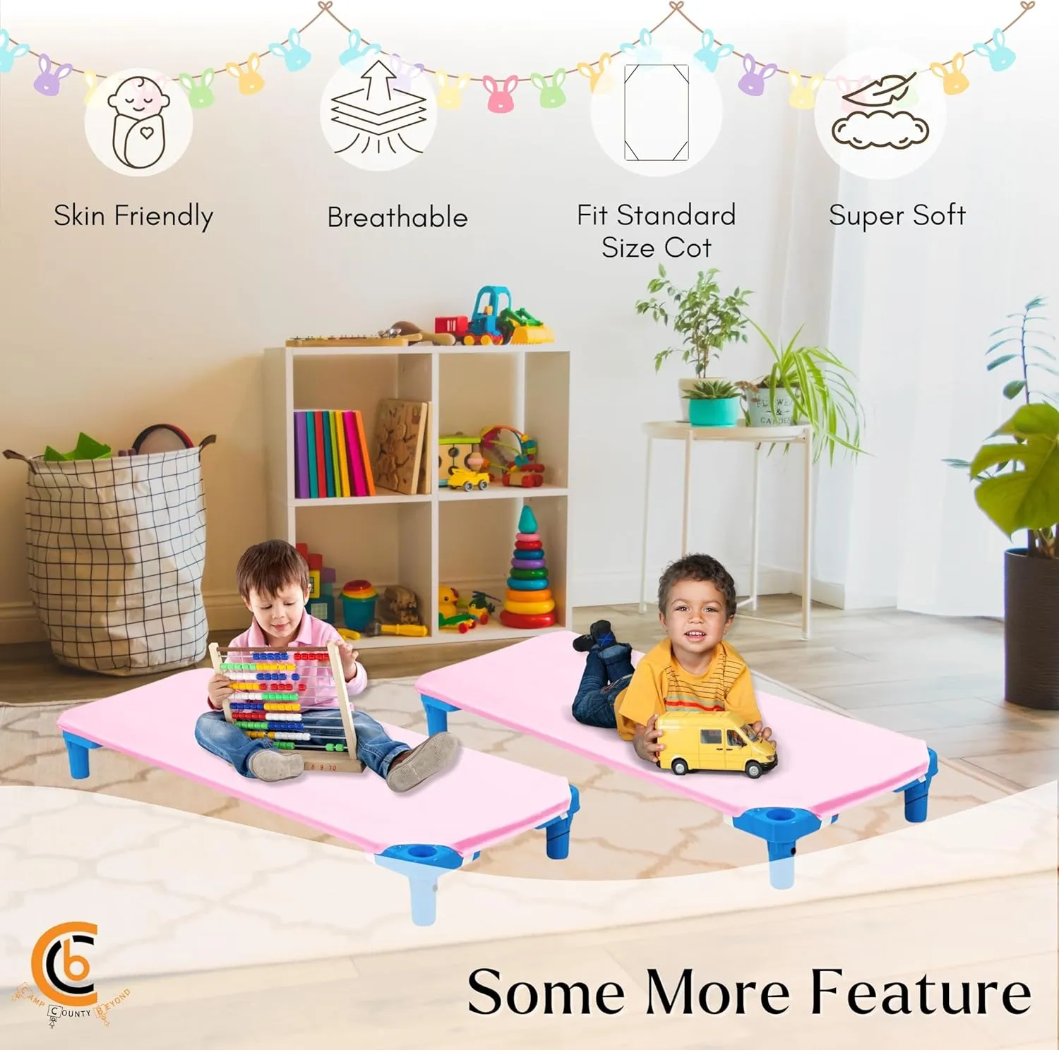 Cot Sheets for Toddler and Preschool - Daycare/Pre-School Cot Sheet - Corner Elastic Loops - Cot Bed Fitted Sheet - Poly Cotton Surface Pack of 6 (22" W X 52" L) - Pink
