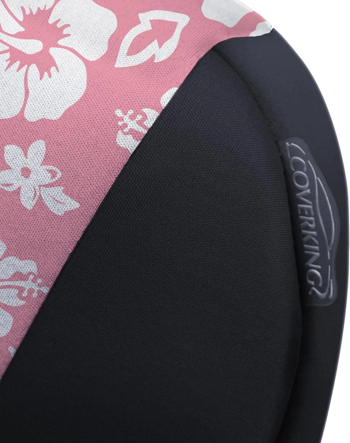 Coverking Custom Fit Rear 60/40 Bench Seat Cover for Select Jeep Wrangler Models - Neoprene (Hawaiian Pink With Black Sides)