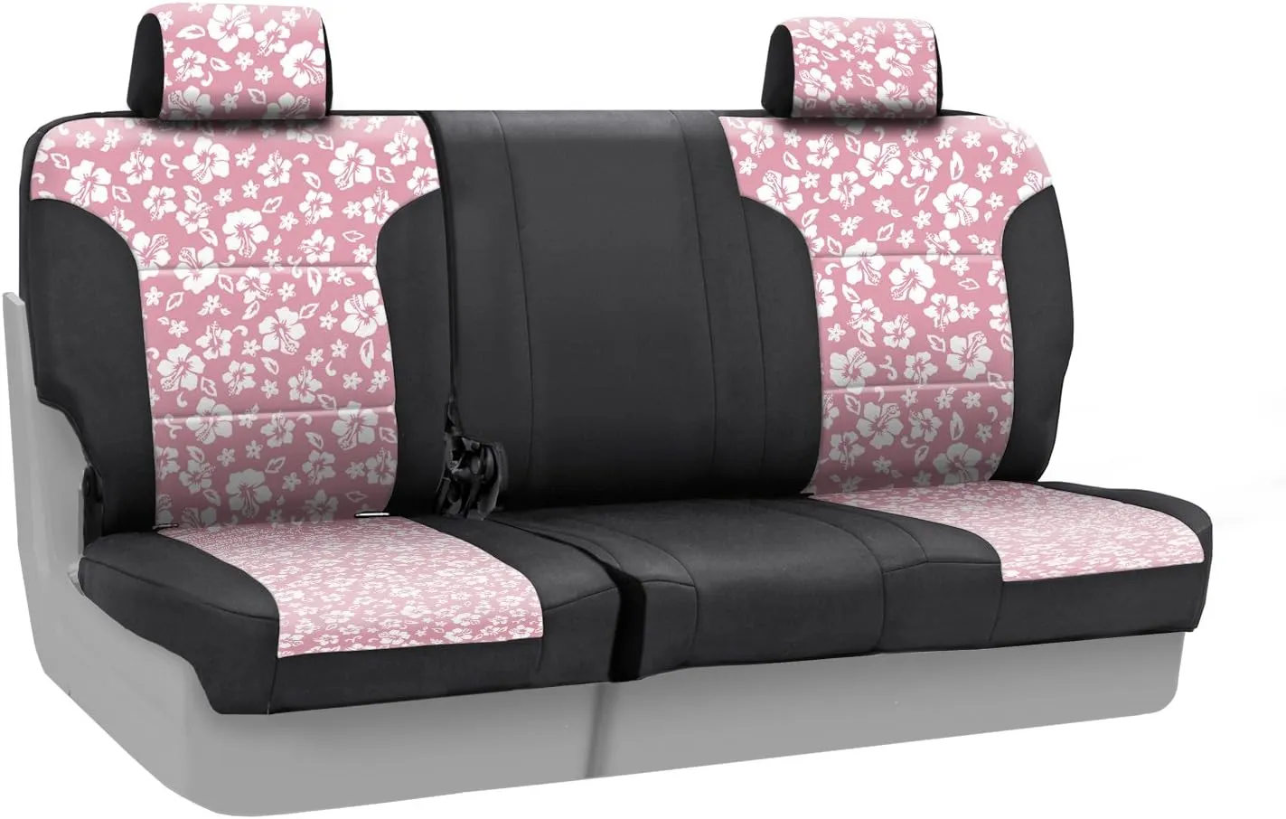 Coverking Custom Fit Rear 60/40 Bench Seat Cover for Select Jeep Wrangler Models - Neoprene (Hawaiian Pink With Black Sides)