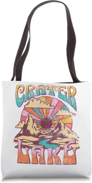 Crater Lake Oregon Nature Hiking Mountains Outdoors Retro Tote Bag