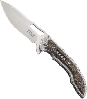 CRKT Fossil Folding Pocket Knife: Compact Stainless Steel Plain Edge EDC Folder with Frame Lock, Everyday Carry Knife, Satin Blade Finish 5460, Brown