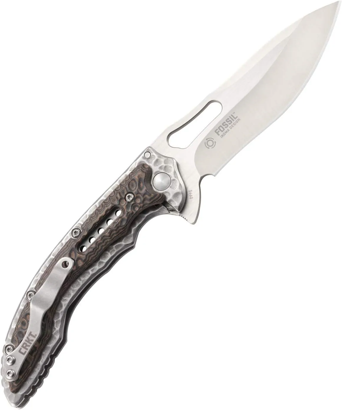 CRKT Fossil Folding Pocket Knife: Compact Stainless Steel Plain Edge EDC Folder with Frame Lock, Everyday Carry Knife, Satin Blade Finish 5460, Brown