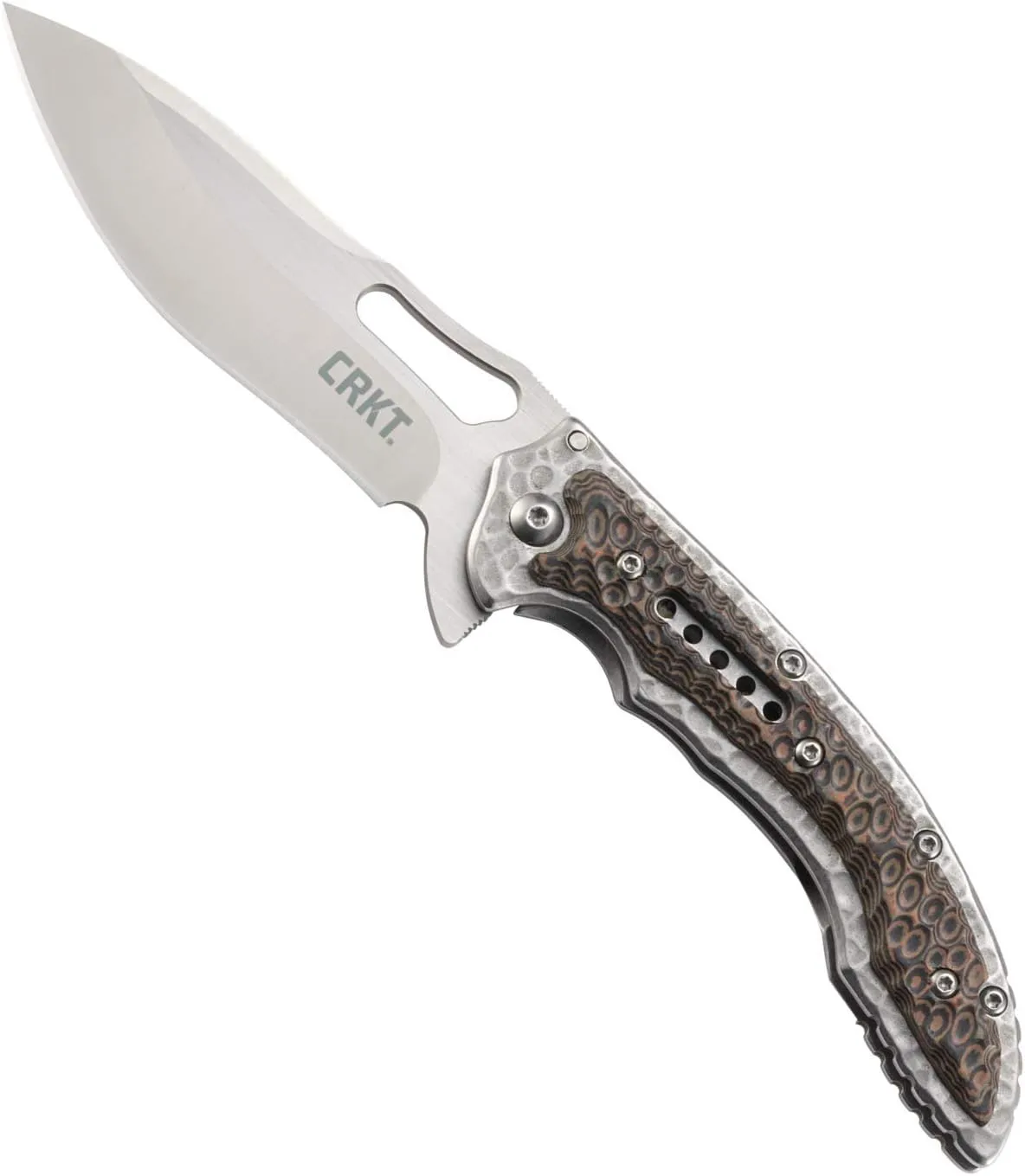 CRKT Fossil Folding Pocket Knife: Compact Stainless Steel Plain Edge EDC Folder with Frame Lock, Everyday Carry Knife, Satin Blade Finish 5460, Brown