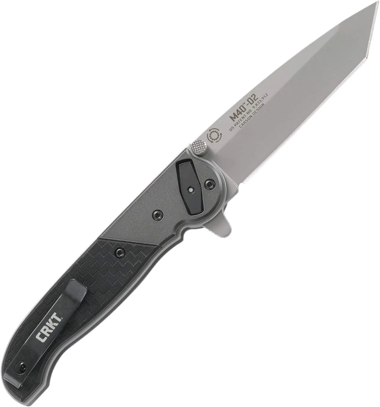 CRKT M40-02 EDC Folding Pocket Knife: Compact Everyday Carry, Bead Blast Blade, Flipper Open, Deadbolt Lock, Aluminum & Glass Reinforced Nylon Handle, Reversible Pocket Clip