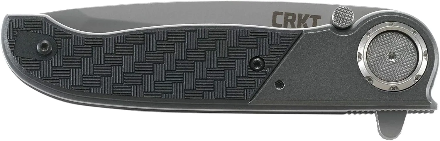CRKT M40-02 EDC Folding Pocket Knife: Compact Everyday Carry, Bead Blast Blade, Flipper Open, Deadbolt Lock, Aluminum & Glass Reinforced Nylon Handle, Reversible Pocket Clip