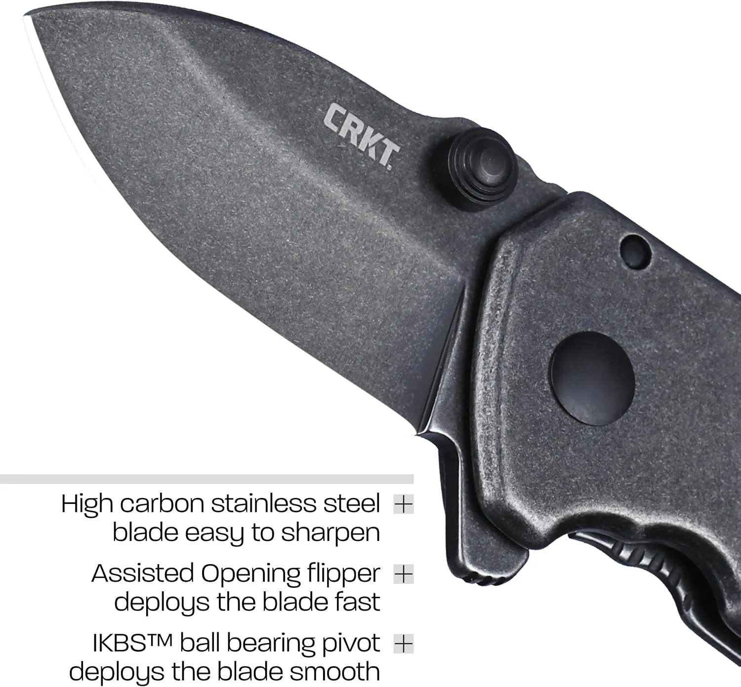 CRKT Squid Compact Everyday Carry Assisted Folding Knife with Frame Lock: Stainless Steel Plain Edge Blade, Stainless Steel Handle, Pocket Clip, 2485K