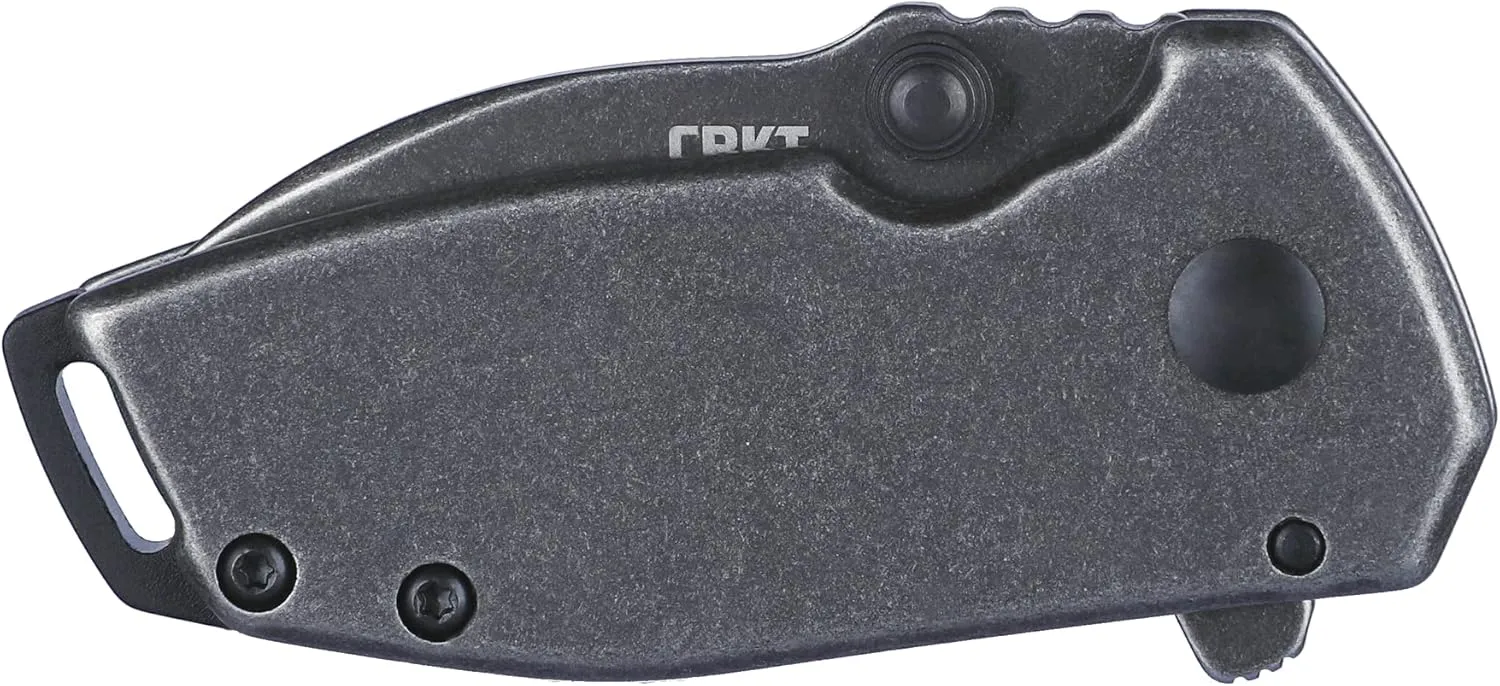 CRKT Squid Compact Everyday Carry Assisted Folding Knife with Frame Lock: Stainless Steel Plain Edge Blade, Stainless Steel Handle, Pocket Clip, 2485K