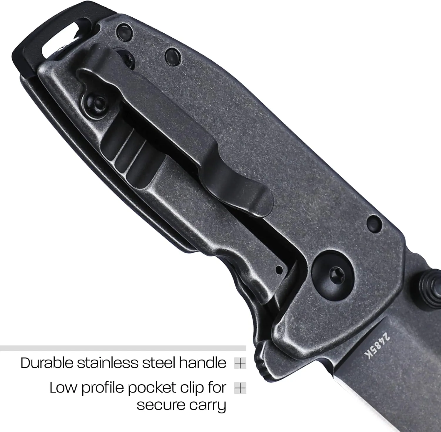 CRKT Squid Compact Everyday Carry Assisted Folding Knife with Frame Lock: Stainless Steel Plain Edge Blade, Stainless Steel Handle, Pocket Clip, 2485K