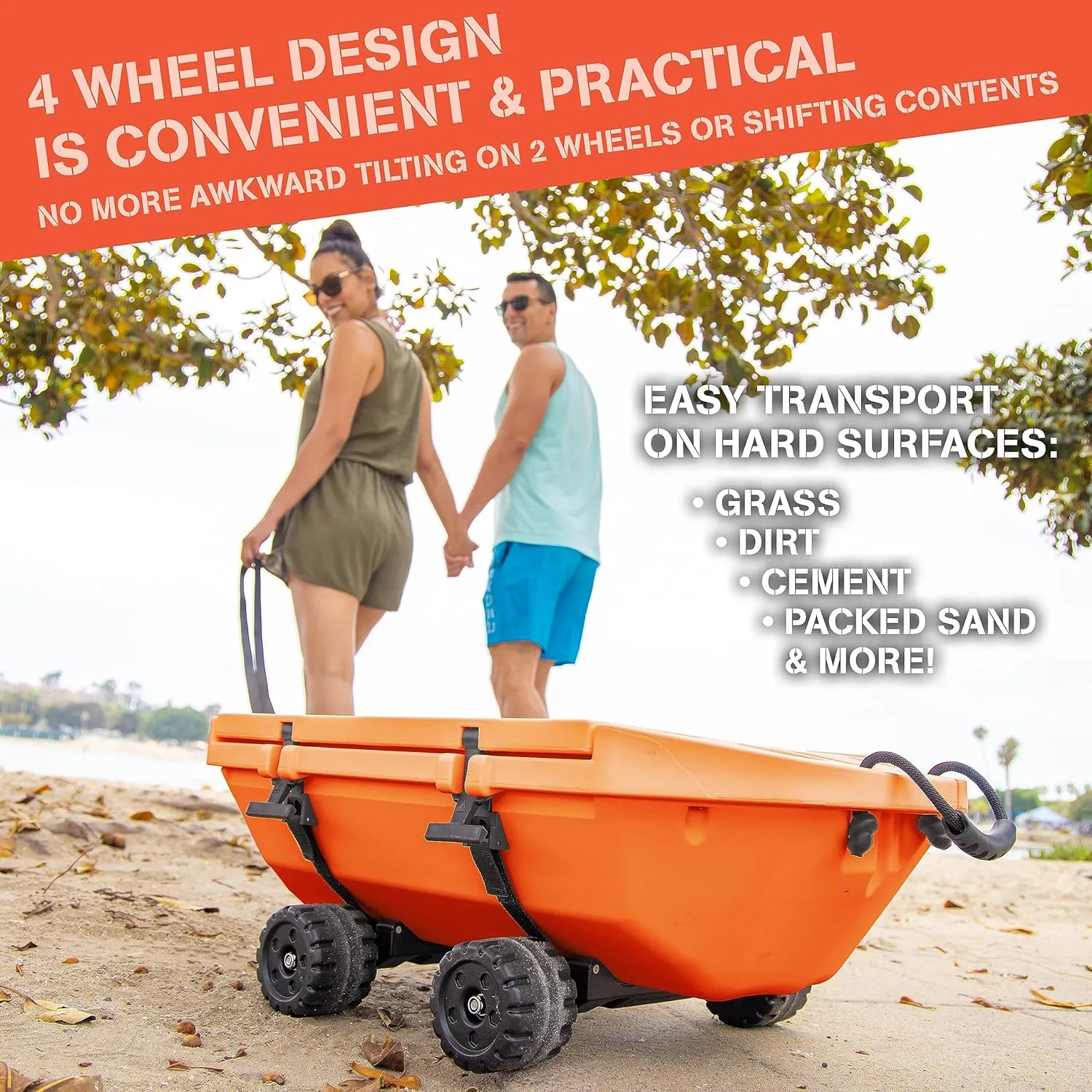 CUDDY Crawler Cooler with Wheels – 40 QT Amphibious Floating Cooler and Dry Storage Vessel - Orange, Navy, Tan, or White