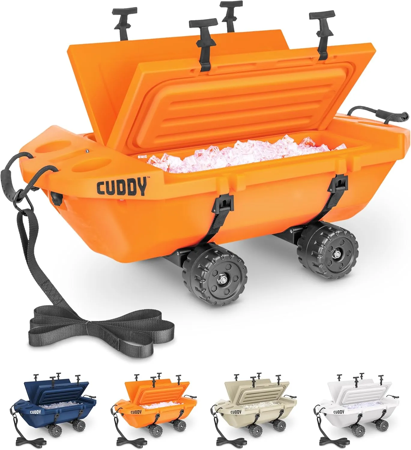 CUDDY Crawler Cooler with Wheels – 40 QT Amphibious Floating Cooler and Dry Storage Vessel - Orange, Navy, Tan, or White