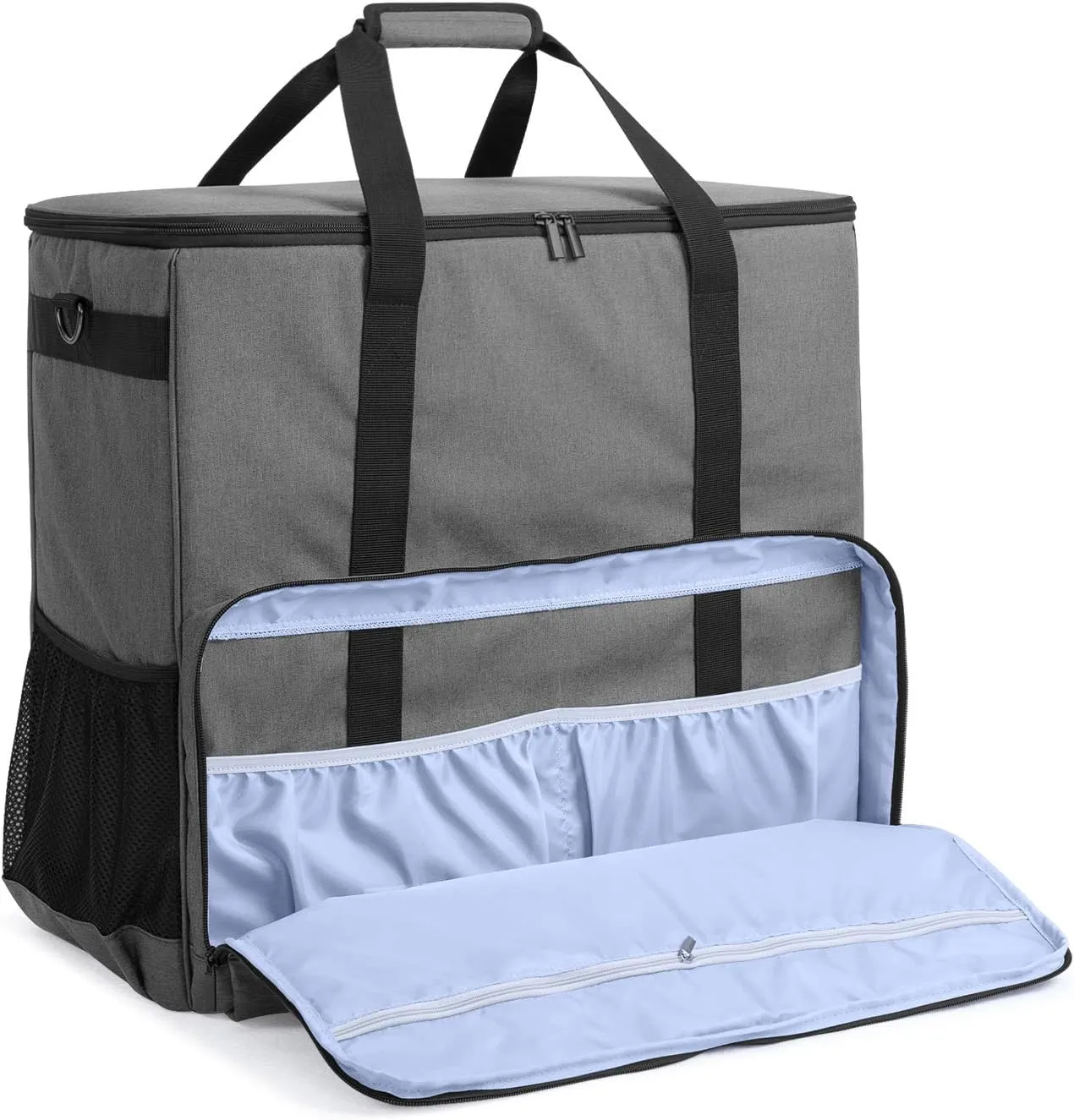 CURMIO Desktop Carrying Case, PC Tower Travel Bag with Shoulder Strap On the Go, Bag Only, Gray