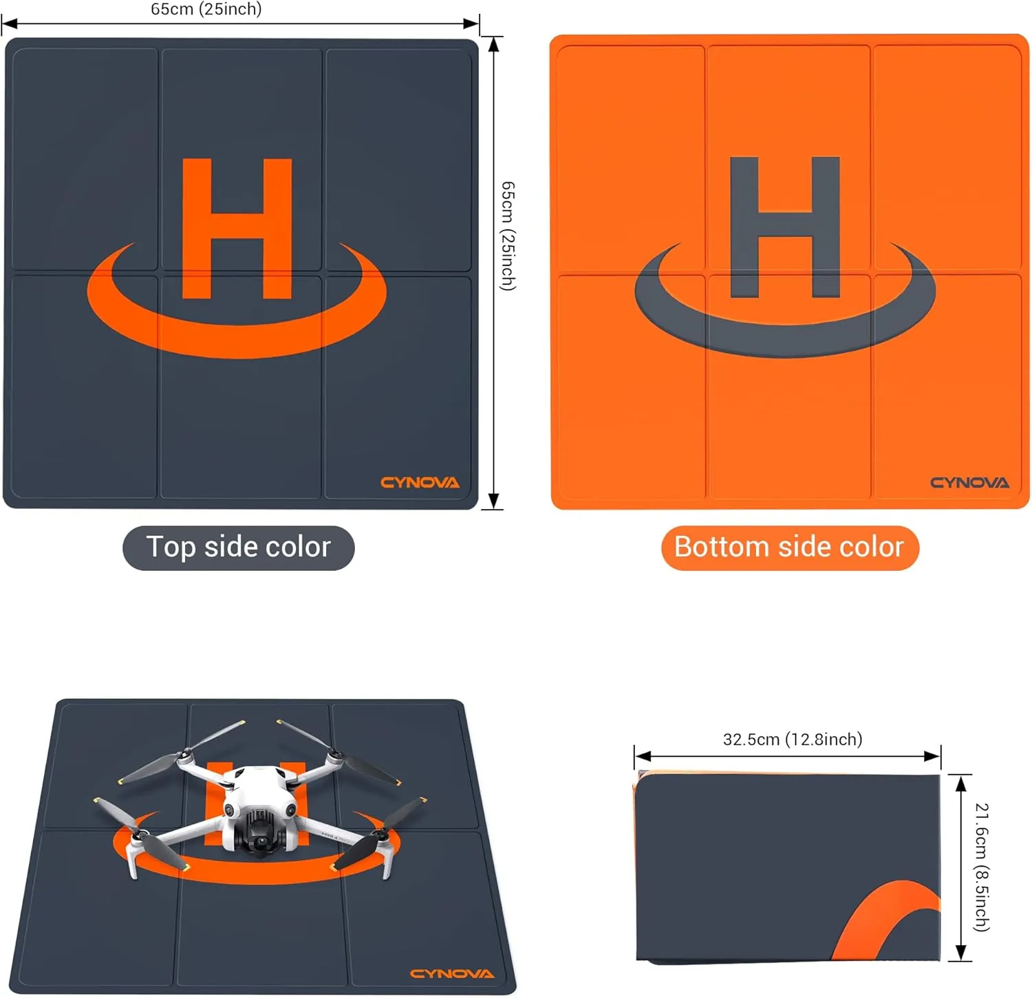 CYNOVA Drone Landing Pad Weighted for DJI AIR 3,Universal Waterproof Portable Landing Mat for DJI Flip/Mini 3 Pro/Air 2s / Drone Mini 2 / Mini 4K / FPV Avata/Accessories(65cm/25inch)