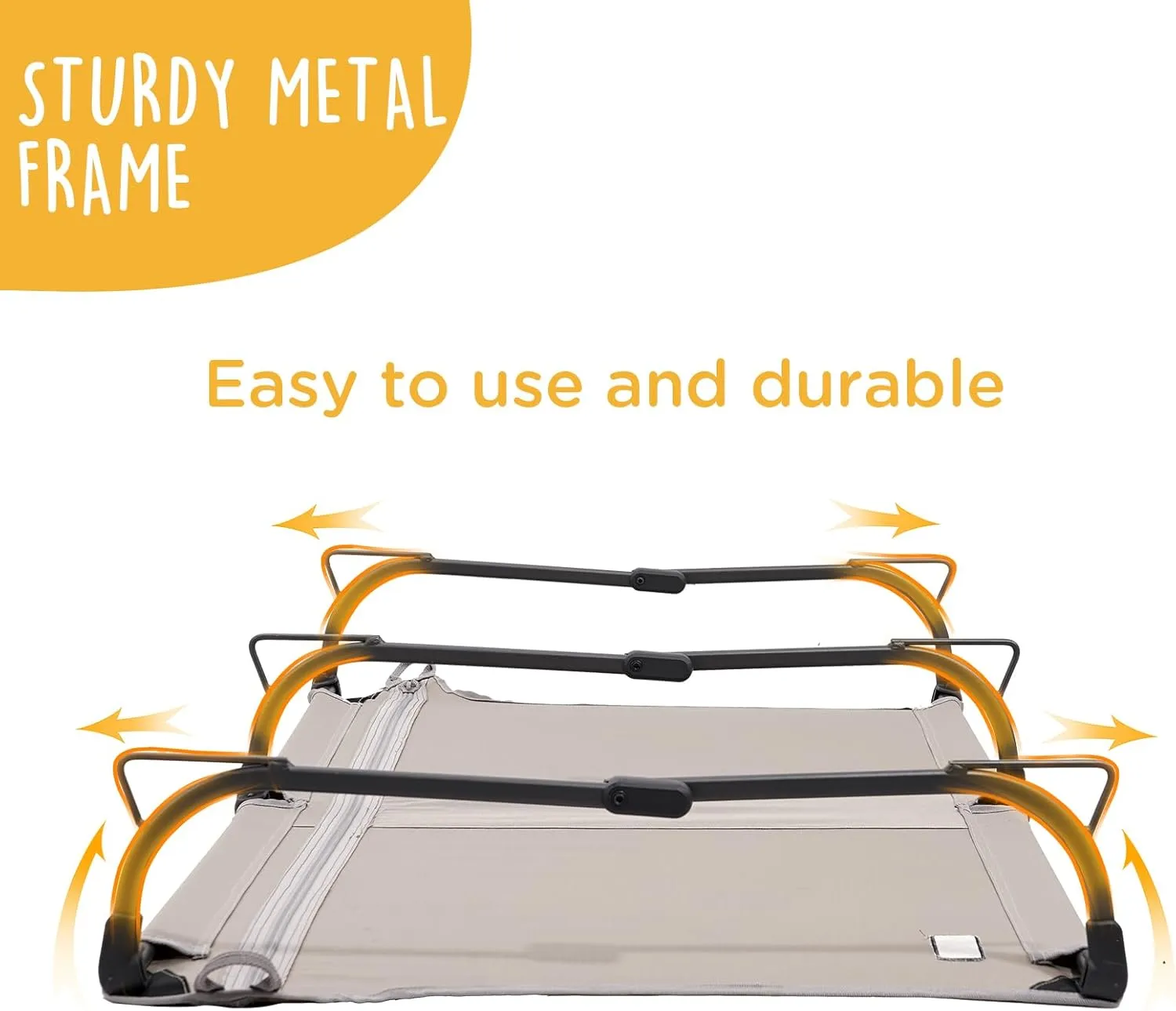 Daisy Cot, Medium Foldable Elevated Dog Bed, Portable Raised Outdoor Folding Dog Cot, Cooling, Chew Proof, Waterproof, Heavy Duty Up to 160 lbs for Camping/Home, Tan, 32"x 19"x6"