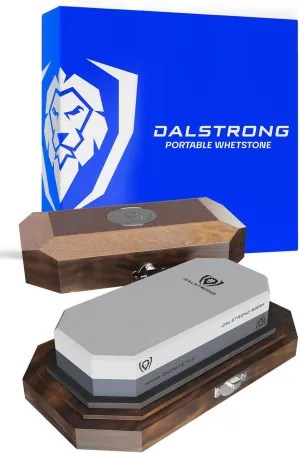 Dalstrong Premium Whetstone Kit - #1000/#6000 Knife Sharpening Kit -Extra Large Grit Stones - Top-Grade Corundum - Thick Knife Sharpening Stone - Whetstone Set Knife Sharpener - Portable Oak Box