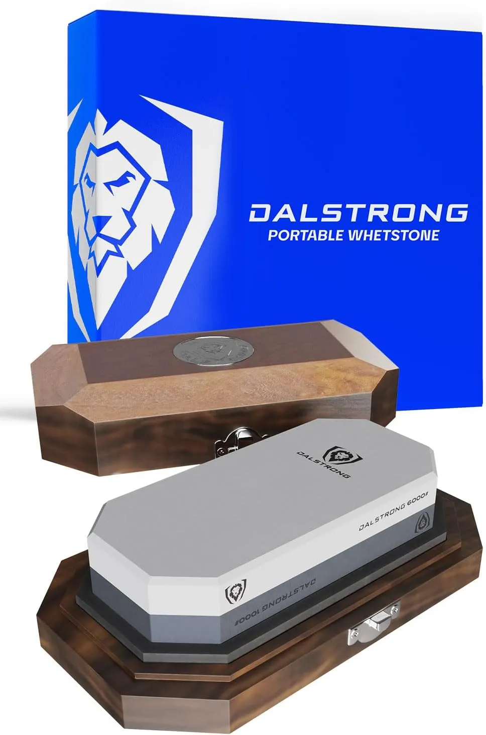 Dalstrong Premium Whetstone Kit - #1000/#6000 Knife Sharpening Kit -Extra Large Grit Stones - Top-Grade Corundum - Thick Knife Sharpening Stone - Whetstone Set Knife Sharpener - Portable Oak Box