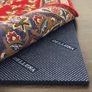 DELLUNA Non-Slip Area Rug Pad 8'x10', 3/8" Thick Double Side Rubber   Felt, Premium Deluxe Cushioned- Safe for All Floors, Adds Comfort and Protection, Ultra Strong Grip, Stop Rug from Moving.