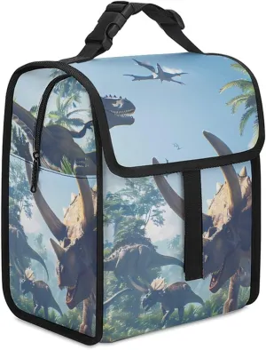 Dinosaurs Triceratops Pterosaur Insulated Lunch Cooler Bag Waterproof Lunch Box for Work Picnic Or Travel