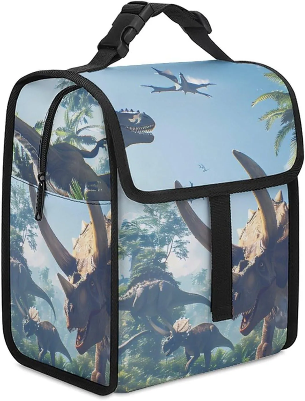 Dinosaurs Triceratops Pterosaur Insulated Lunch Cooler Bag Waterproof Lunch Box for Work Picnic Or Travel