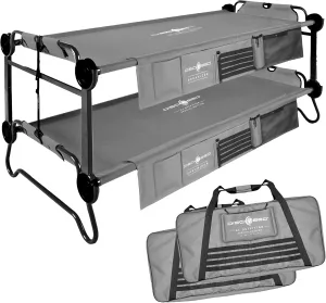 Disc-O-Bed Extra Large Outfitter – Special Edition Cot with 2 Side Organizers, Grey