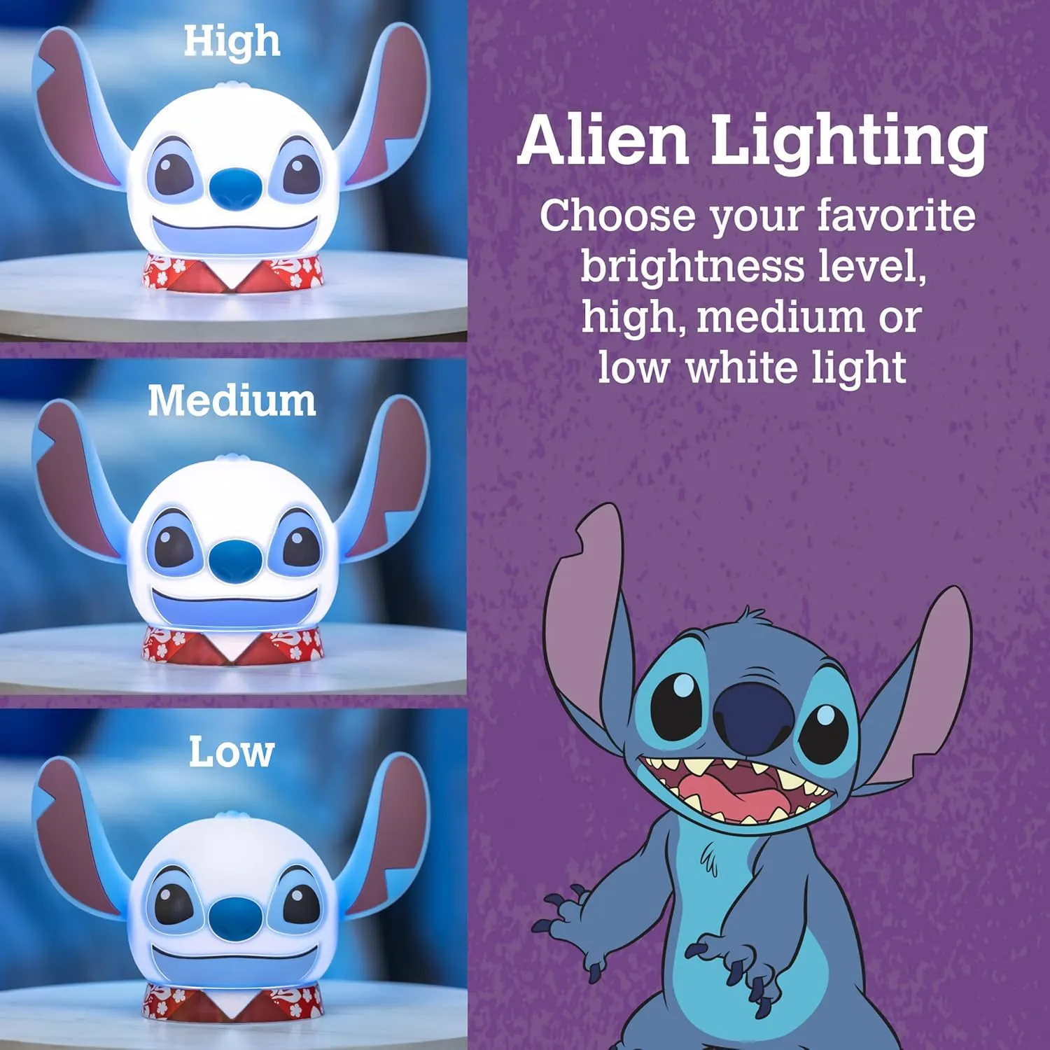 Disney Lilo and Stitch Squish Light, Night Light for Kids, USB Lamp, Battery Operated, Dimmable, Ideal for Bedroom, Playroom, Living Room, and More, 83063