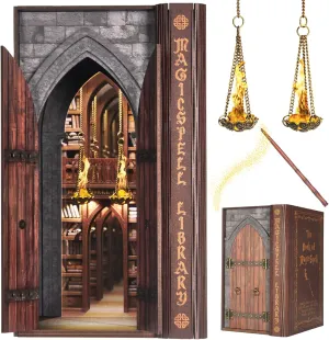 Dolphin Island DIY Book Nook Kit for Adults, Infinite Magicspell Library Booknook