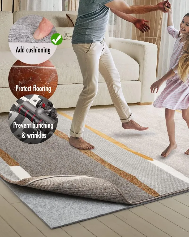 Double-Sided Non Slip Rug Pad Gripper - 4x6 Feet 1/4” Thick Dual Surface Felt Under Rug for Area Rugs and Hardwood Floors,Super Cushioned Non Skid Carpet Padding