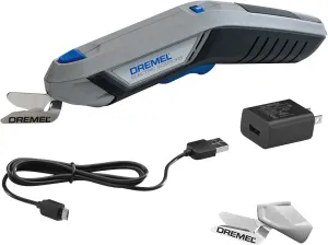 Dremel 4V Cordless Electric Scissors with USB Rechargeable Battery and Two Blade Attachments - Ideal for Cutting Cardboard, Fabric, and Paper, HSSC-01