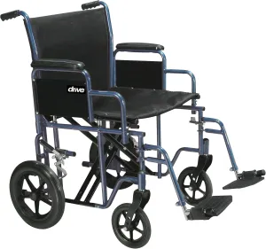Drive Medical BTR22-B Bariatric Heavy Duty Transport Wheelchair, Blue