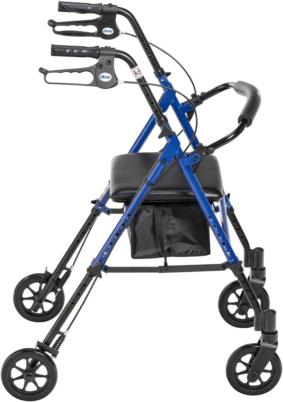Drive Medical RTL10261BL Foldable Rollator Walker with Seat - Adjustable Handles and Seat, Blue