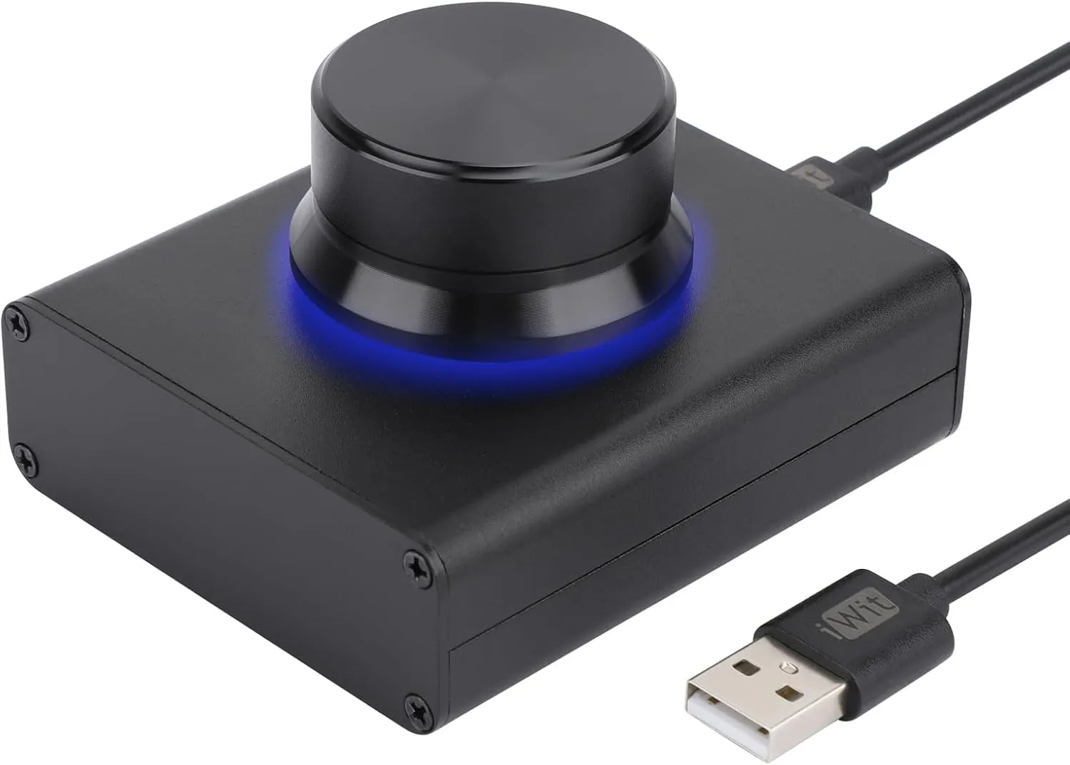 DROK USB Volume Knob, Big PC Computer Speaker Volume Control Audio External USB Volume Control Knob with 1-Key Mute Function Support Win7 8 10 XP Mac Vista Android, Black