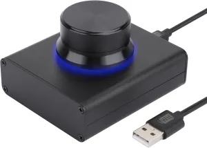 DROK USB Volume Knob, Big PC Computer Speaker Volume Control Audio External USB Volume Control Knob with 1-Key Mute Function Support Win7 8 10 XP Mac Vista Android, Black