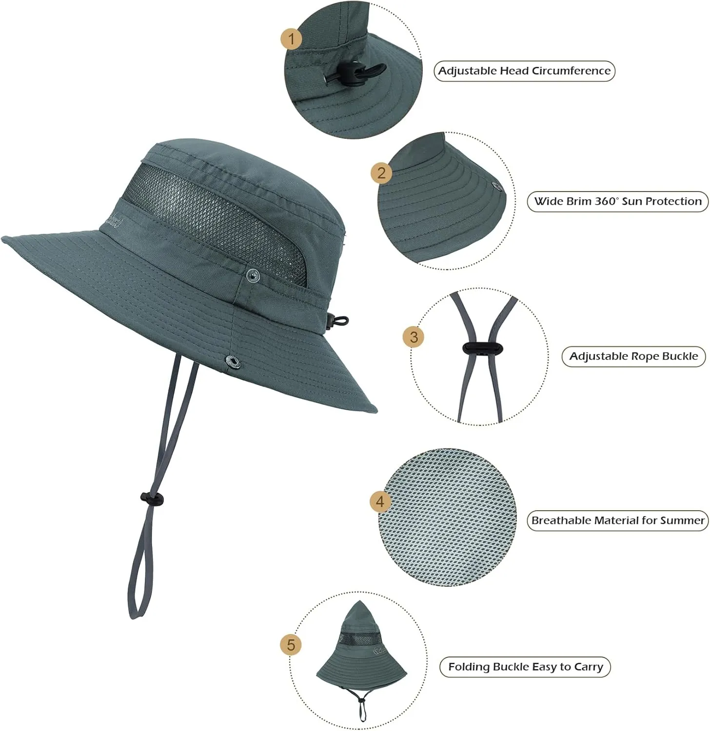 Durio Kids Sun Hats - UPF 50  Wide Brim Sun Protection for Boys & Girls