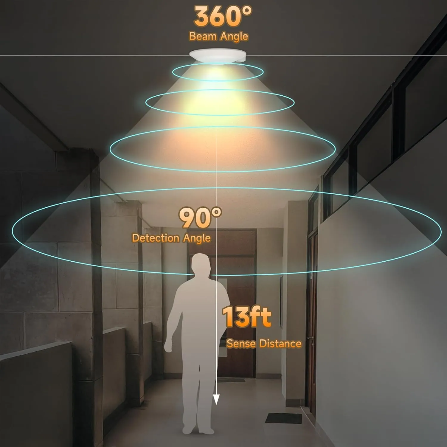 ECOELER PIR Motion Sensor Ceiling Light, 3CCT Selectable Occupancy Light with Time Countdown & Dusk-to-Dawn Sensor, 16W 1000Lm, Hard-Wired Motion Light for Garage, Hallway, Stairwell, 2Pack