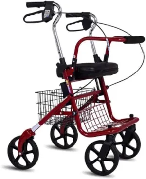 Elderly Walker, Folding Four Wheeled Rollator Aluminum Lightweight Rollator with Seat Parking Brake Bag Height Adjustable Foldable Walker Walker Full of Stars