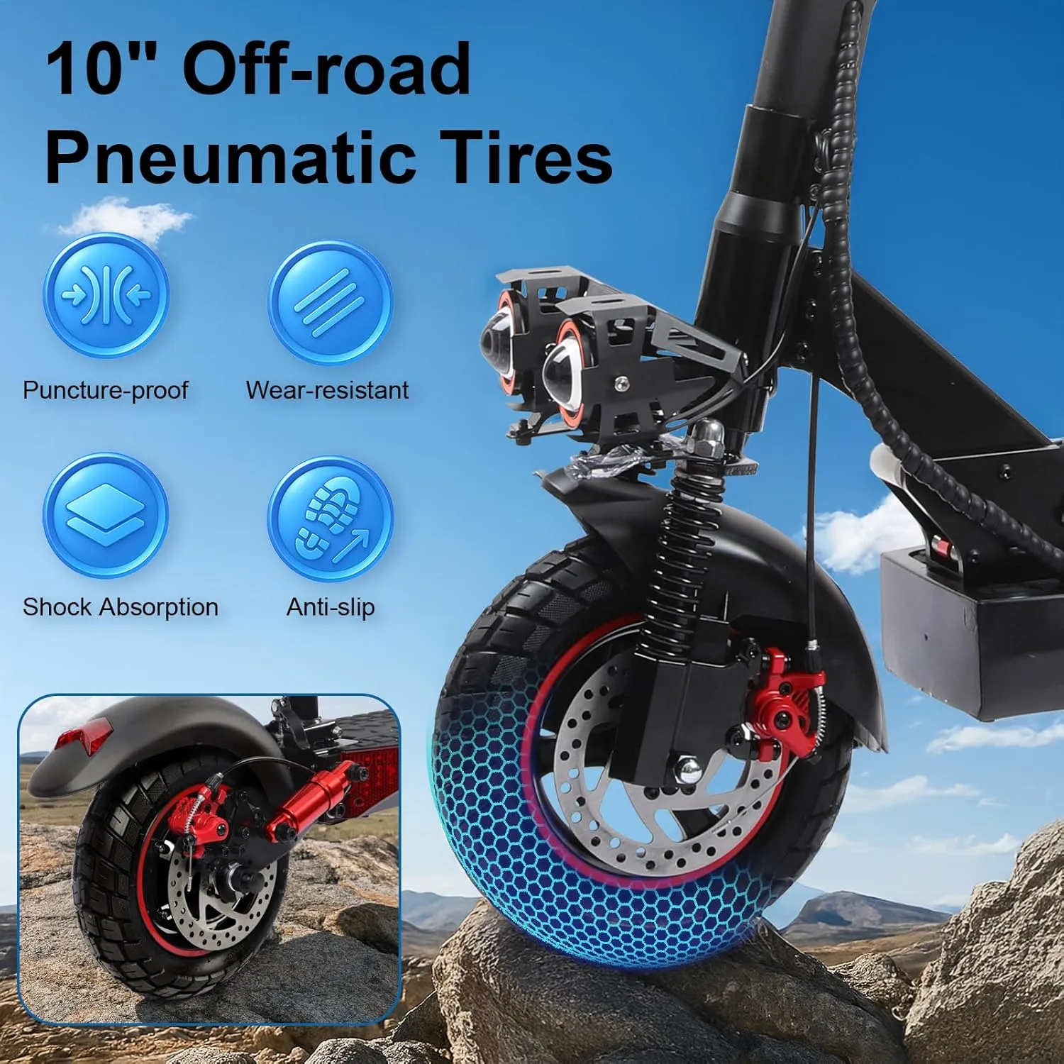 Electric Scooter Adults,28-50 MPH Top Speed,31-56 Miles Long Range,18/21/60AH Battery,10''-14''All-Terrain Tires,Electric Scooter with Seat & Dual Suspension Braking System
