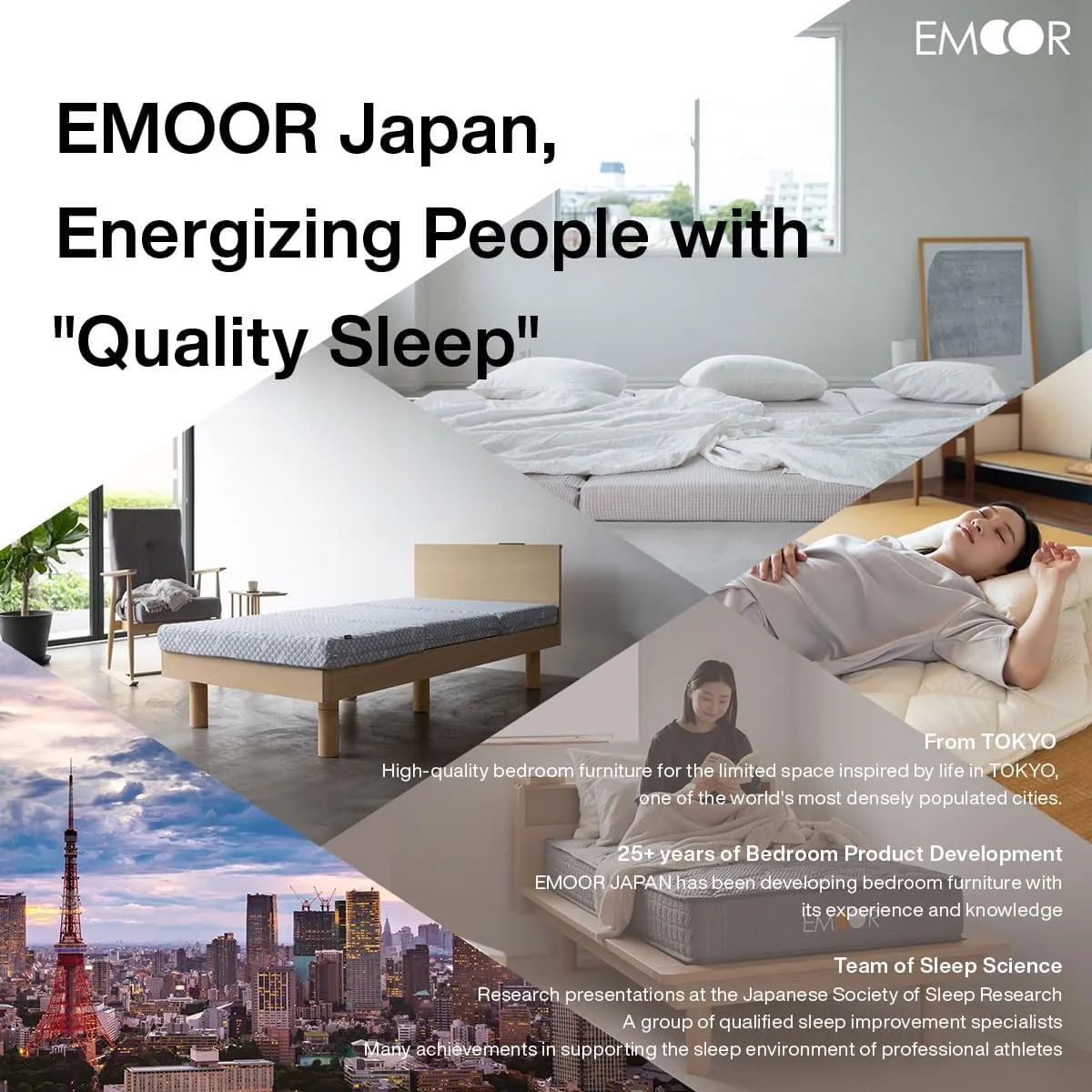 EMOOR Japanese Futon Mattress CLASSE & Foldable Tatami Mat (Igusa Mattress) Twin (39x79in), White Floor Sleeping Bed