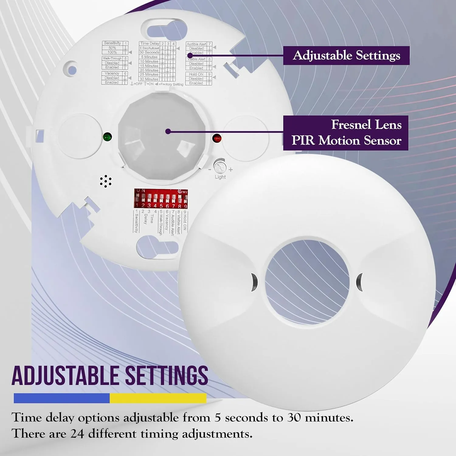 ENERLITES Low Voltage Ceiling Sensor Pir Occupancy Motion Detector, 360° Field of View, 1200 Sq Ft Coverage, Commercial/Industrial Grade, MPC-50L, White