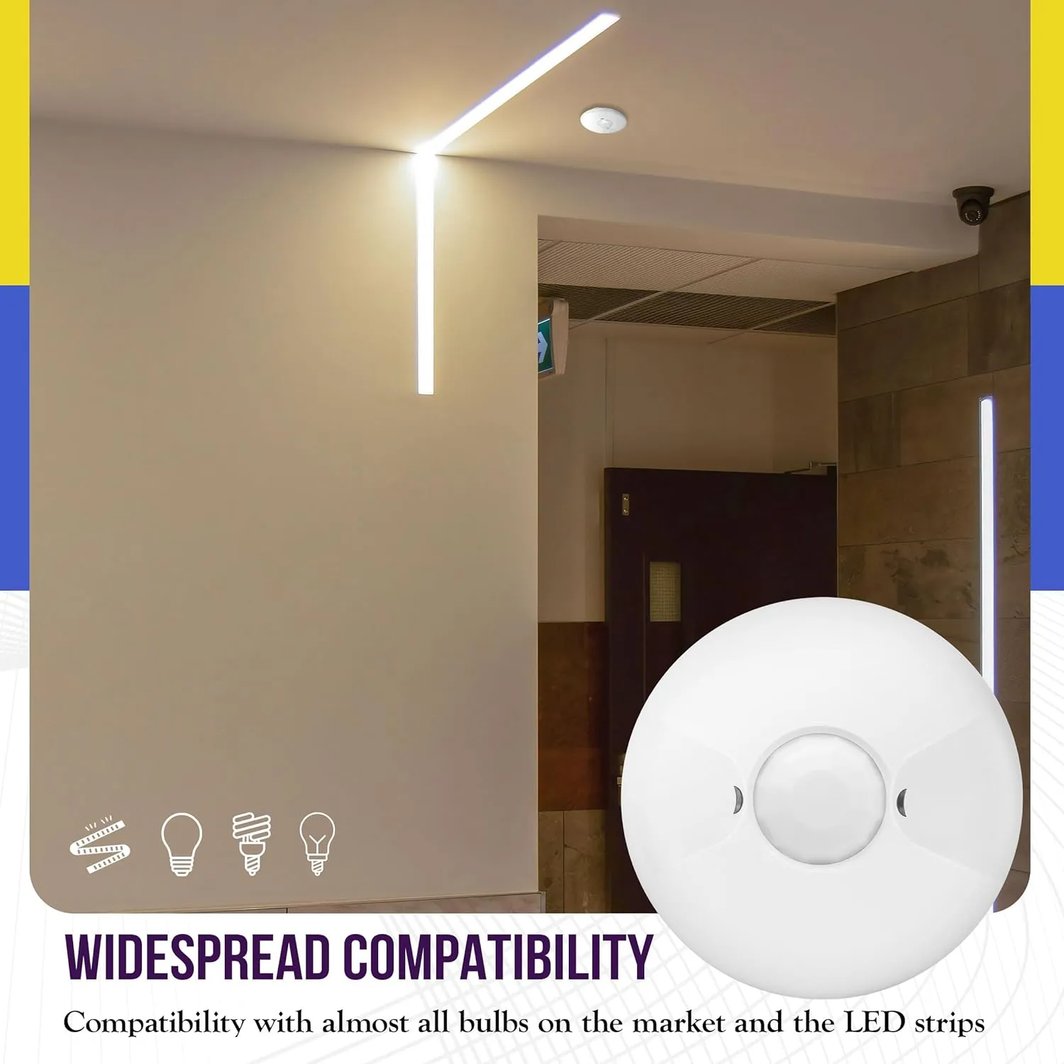 ENERLITES Low Voltage Ceiling Sensor Pir Occupancy Motion Detector, 360° Field of View, 1200 Sq Ft Coverage, Commercial/Industrial Grade, MPC-50L, White