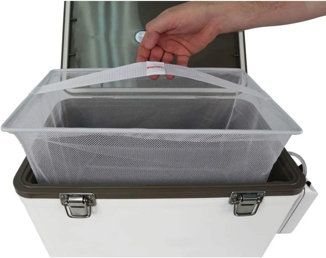 Engel Live Bait Cooler Box with 2nd Gen 2-Speed Aerator Pump - Portable Fishing Station & Minnow Bucket for Shrimp & Other Live Fish with Aerator - ENGLBC-N