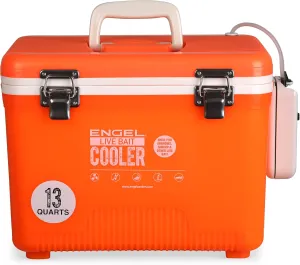 Engel Live Bait Cooler Box with 2nd Gen 2-Speed Aerator Pump - Portable Fishing Station & Minnow Bucket for Shrimp & Other Live Fish with Aerator - ENGLBC-N
