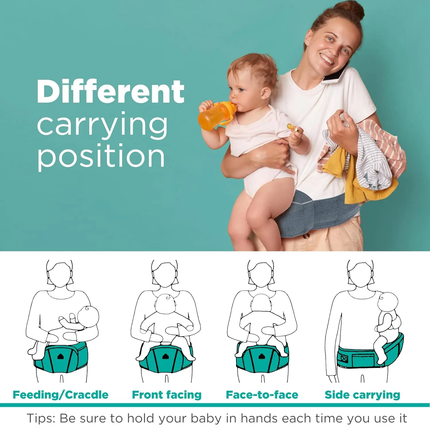 Ergonomic Baby Carrier with Hip Seat – Newborn to Toddler, Front-Facing Baby Carrier for Plus Size Parents - Foldable Toddler Carrier for Learning and Standing, Dark Grey