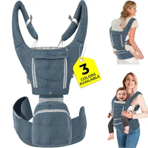 Ergonomic Baby Carrier with Hip Seat – Newborn to Toddler, Front-Facing Baby Carrier for Plus Size Parents - Foldable Toddler Carrier for Learning and Standing, Dark Grey