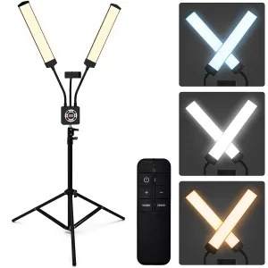 Esthetician Light with Tripod Stand and Phone Holder, Floor Lamp, Lash Lamp for Eyelash Extensions, [Upgrade] Touch Switch Lash Light for Makeup, Tattoo, Photography, Selfie, Video Recording（Black）