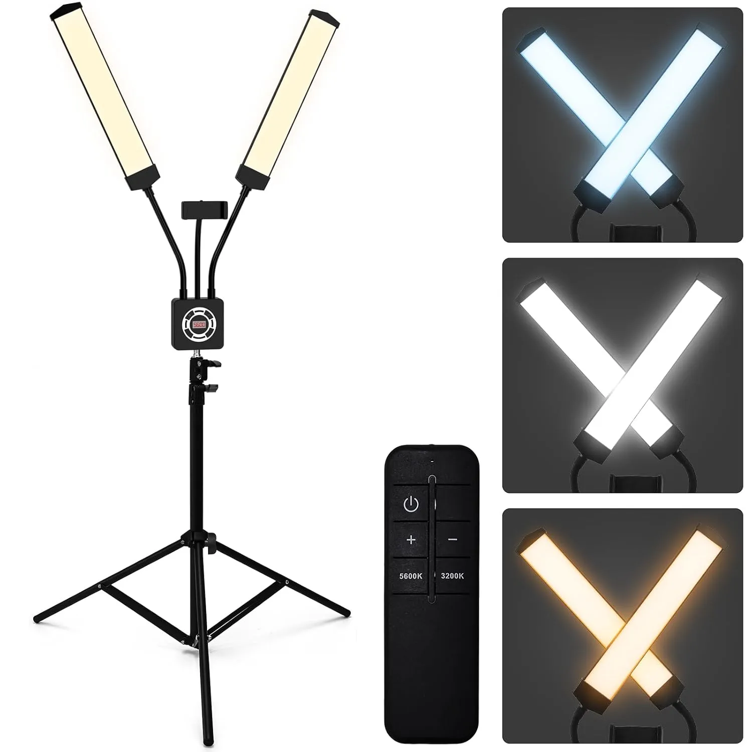 Esthetician Light with Tripod Stand and Phone Holder, Floor Lamp, Lash Lamp for Eyelash Extensions, [Upgrade] Touch Switch Lash Light for Makeup, Tattoo, Photography, Selfie, Video Recording（Black）