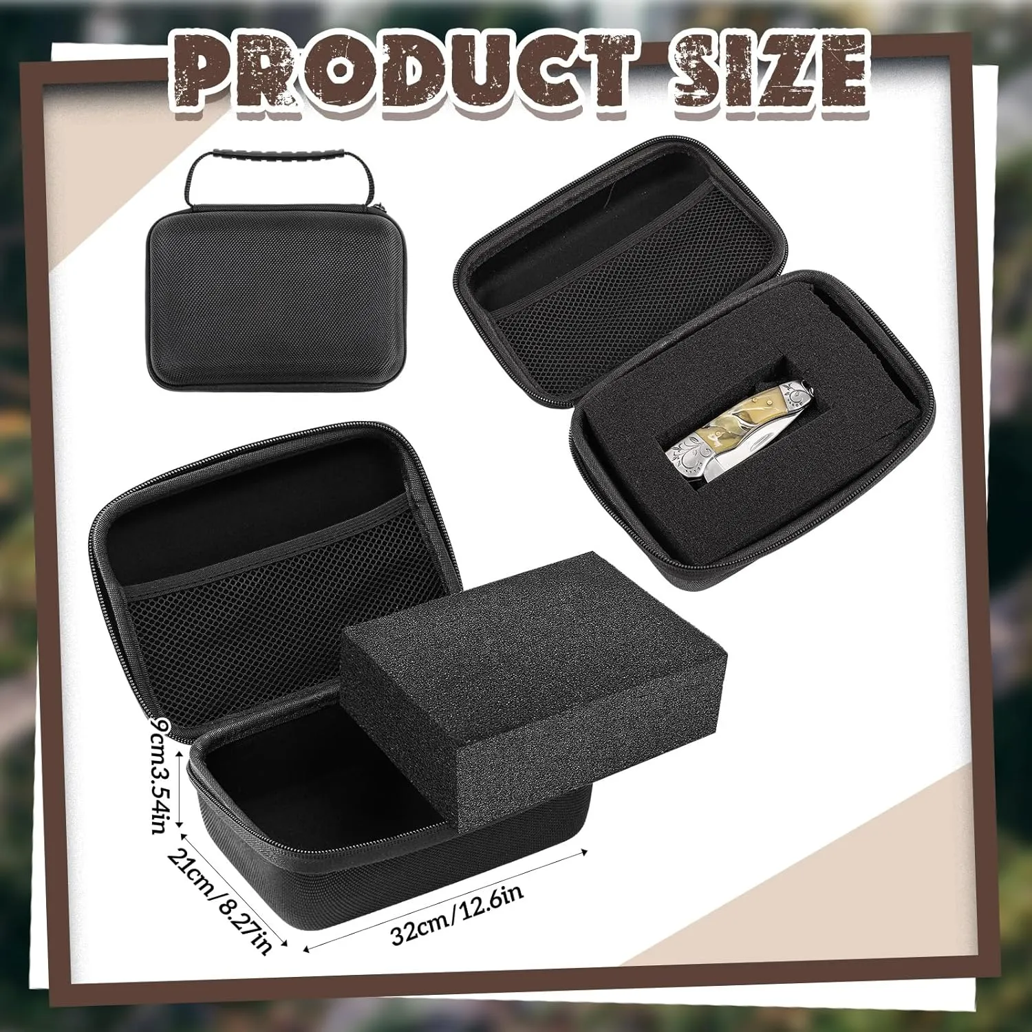 EVA Hard Case with Foam Protective Hard Case EVA Shockproof Outdoor for Storage of Drones, Digital Products, Electronic Instruments with Knife(Black,12.6 x 12.2 x 3.5 Inch)