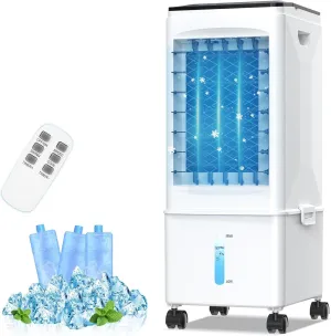Evaporative Air Cooler, [9.5L large Water Tank]3-in-1 Portable Air Conditioners for Room, 3 Speeds, Fast Cooling Portable AC Unit w/7H Timer/Remote, Quiet Swamp Cooler for Bedroom Office