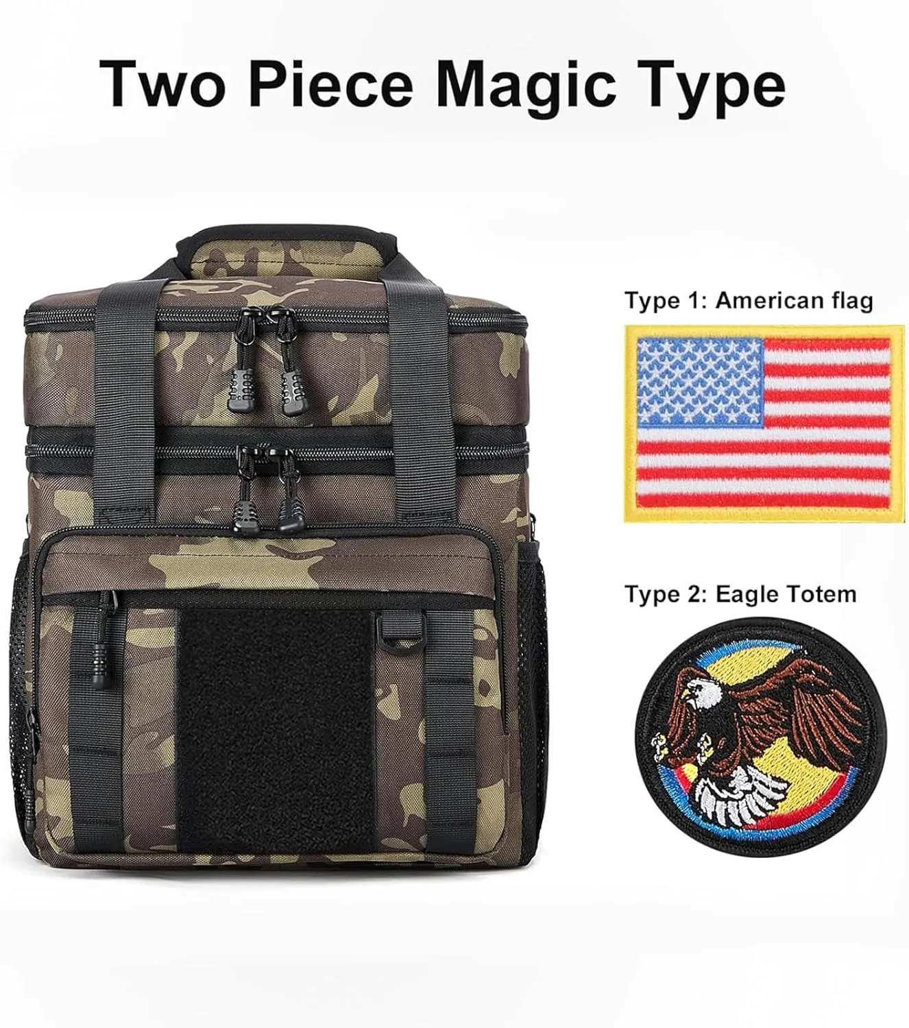 Expandable Large Tactical Lunch Box for Adults, Heavy Duty Durable Lunch Cooler Bag with MOLLE Lunch Pail for Work Camping Fishing Picnic (Black-Camo, 16L)
