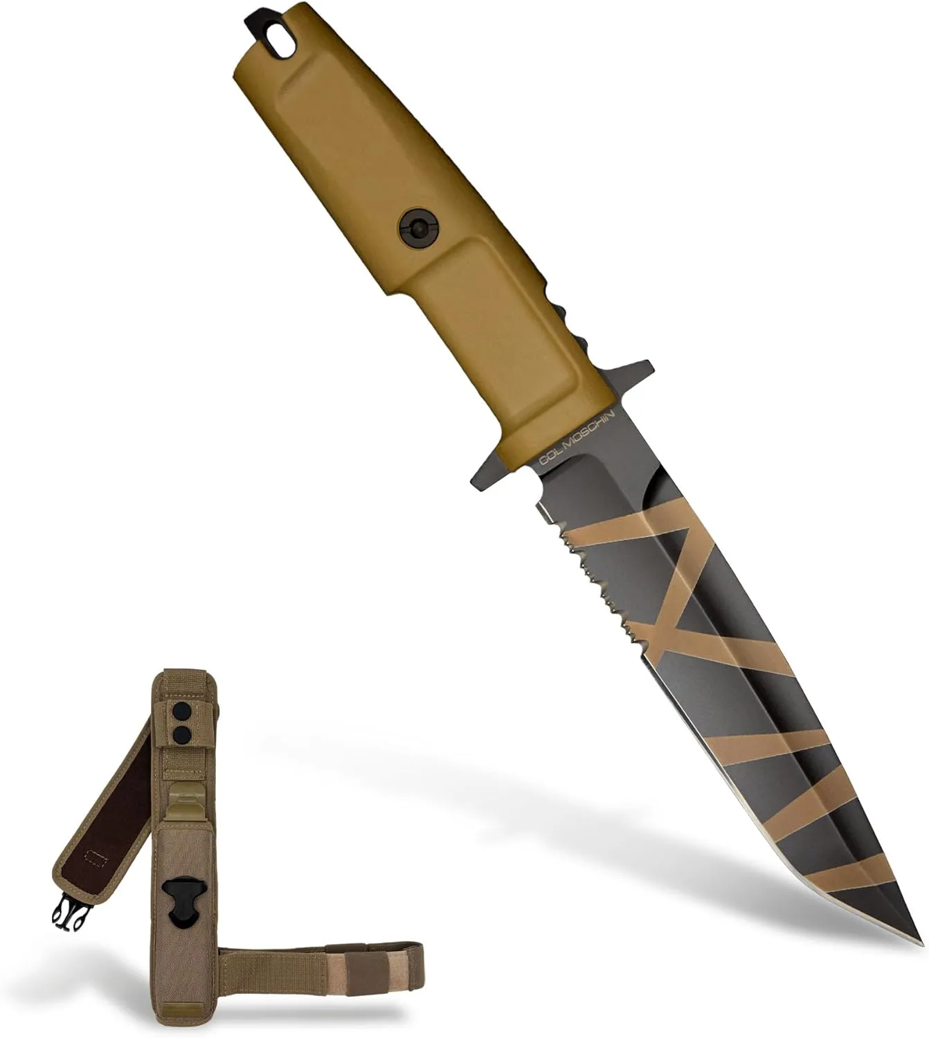 Extrema Ratio - Col Moschin (Desert) Fixed Blade Knife, Böhler N690 Steel Blade 58 HRC, Desert Finish, Ergonomic Handle, Precision Edge Retention, Durable and Versatile, Italian Craftsmanship