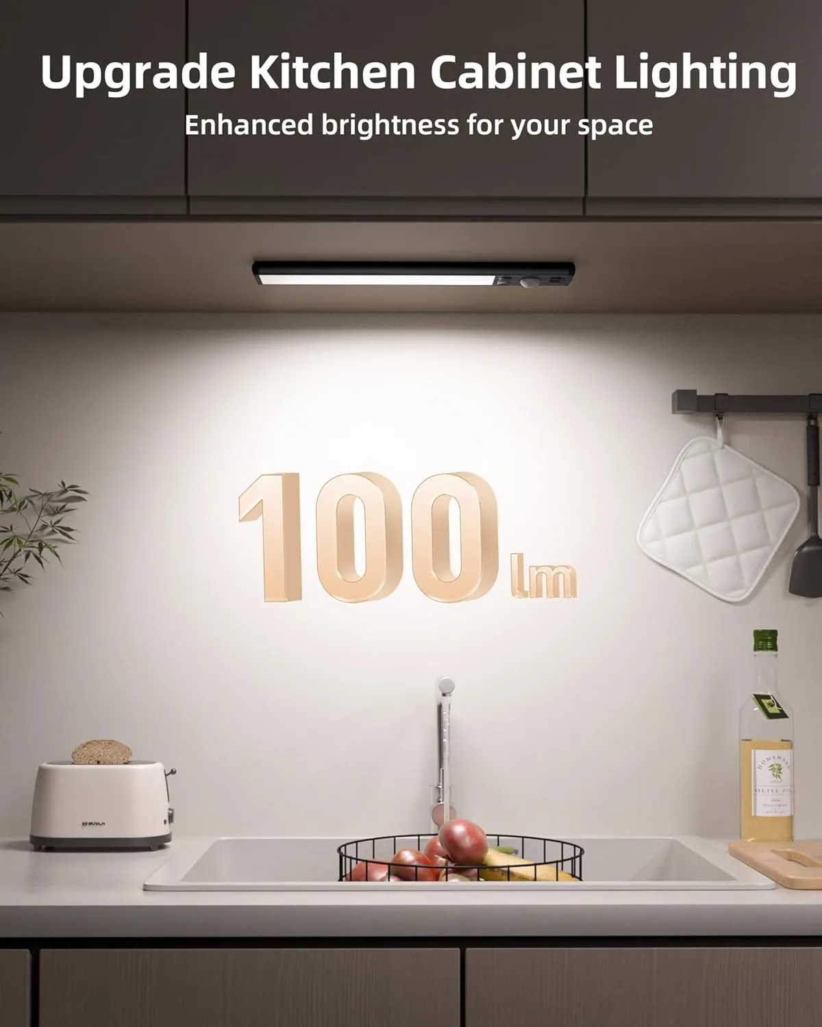 EZVALO Under Cabinet Lighting Wireless, 3 Color Temps Motion Sensor Lights Indoor, 62 LED Rechargeable Under Cabinet Lights, Dimmable Under Counter Lights for Kitchen, Closet, Stairs (2 Pack)