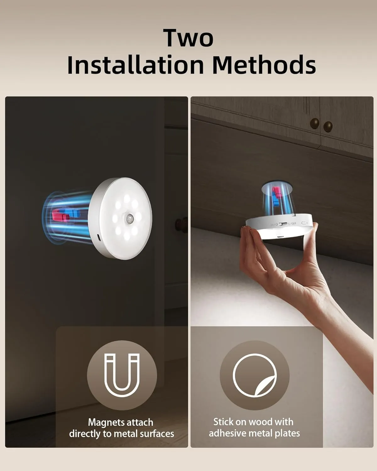 EZVALO Under Cabinet Lighting,1000mAh Rechargeable Puck Lights with Remote,3 Color Temps & 12 RGB Motion Sensor Closet Lights Indoor,Dimmable Under Cabinet Lights for Kitchen,Cabinets,Closet (3 Packs)
